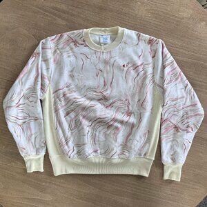 Champion Pink Cream White Crew Neck Sweatshirt, Size M